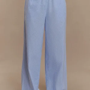 Hansen Wide Leg Pants - Blue Pinstripe