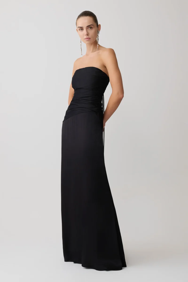 Serena Strapless Taffeta Maxi Dress - Black - Image 5