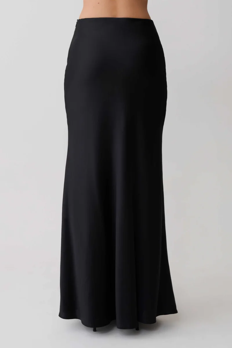 Sabrina Silk Blend Maxi Skirt - Black - Image 7