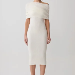 Zandie Cashmere Blend Knit Midi Dress - Ivory