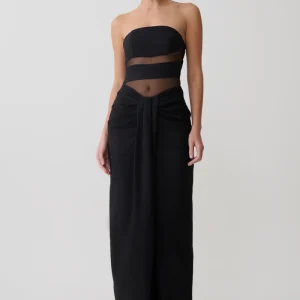 Paulina Cut Out Strapless Maxi Dress - Black