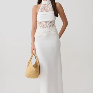Tessie Knit & Crochet Maxi Dress - Ivory